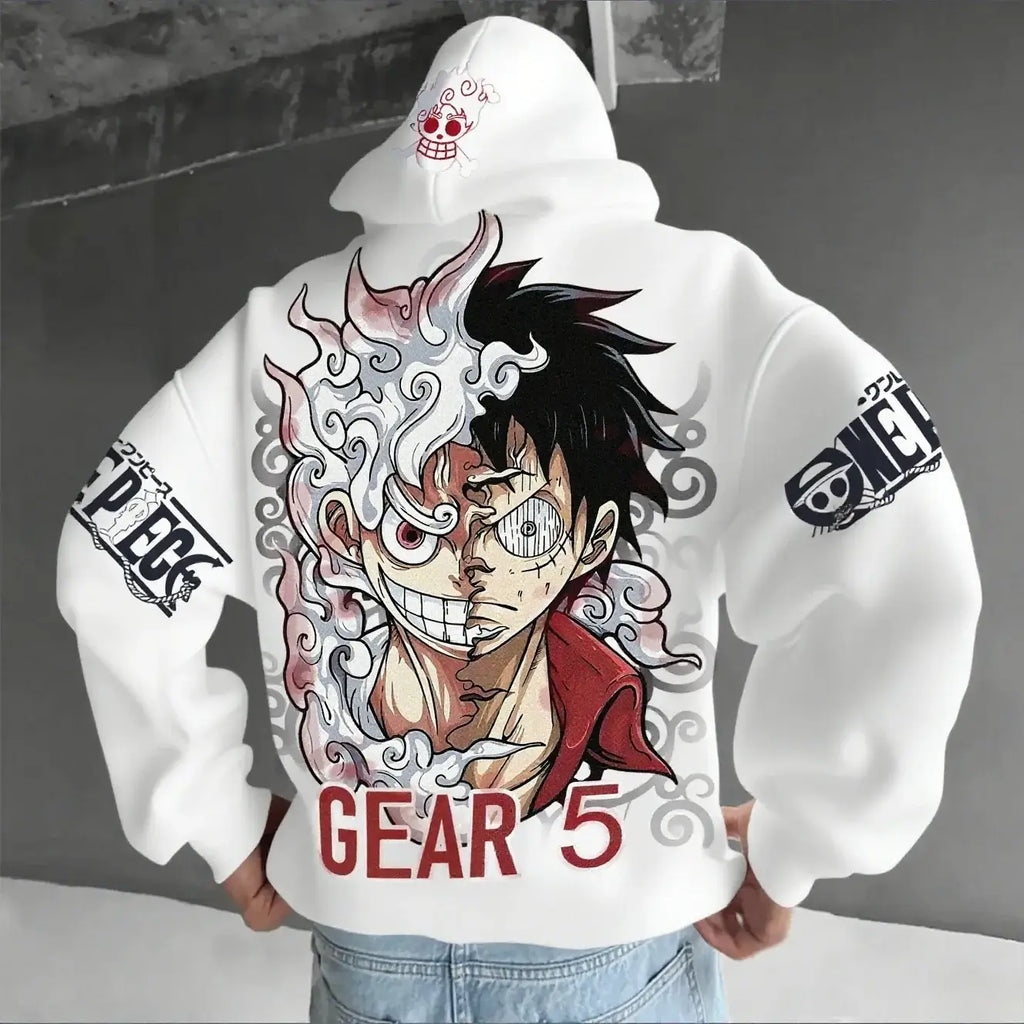 One Piece Luffy Gear 5 Nika Oversized Anime Hoodie