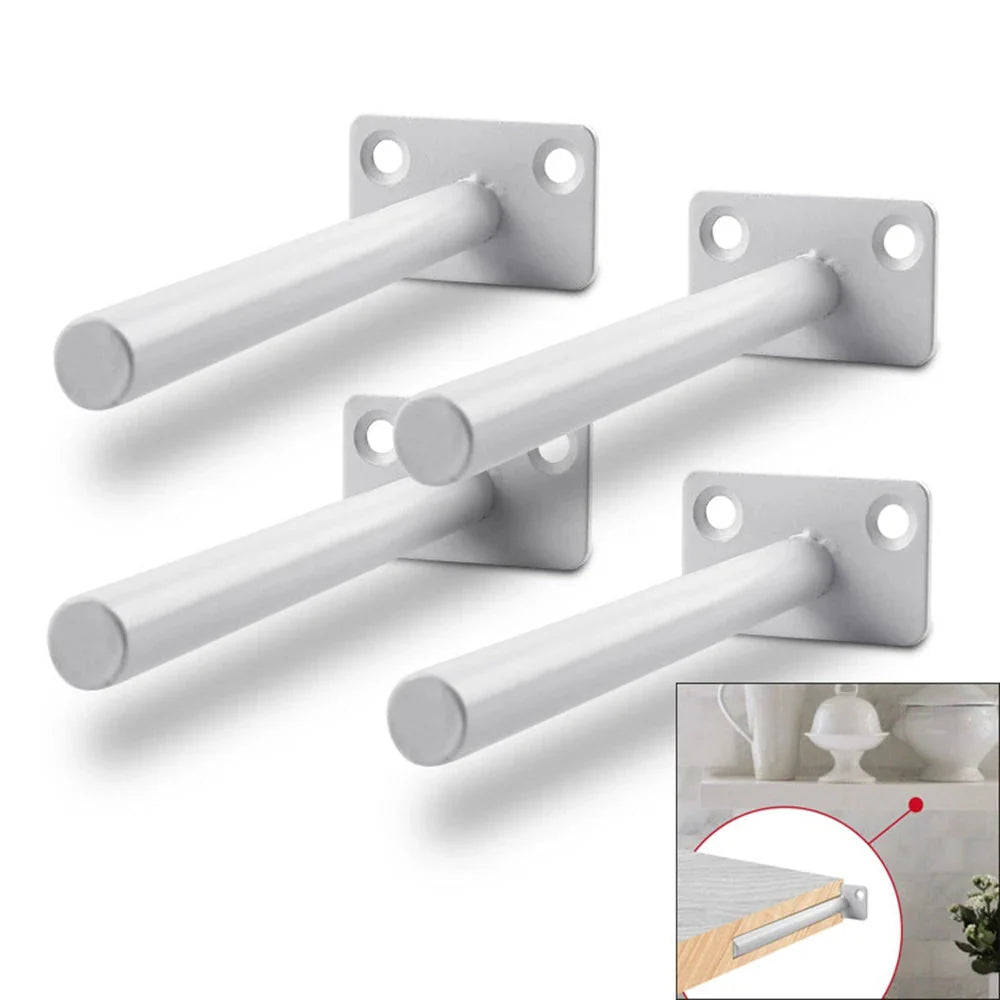 T Shape Concealed Shelf Brackets Floating  Wall Shelf Supports Screw Mounting Plate Multi sizes Metal Brackets