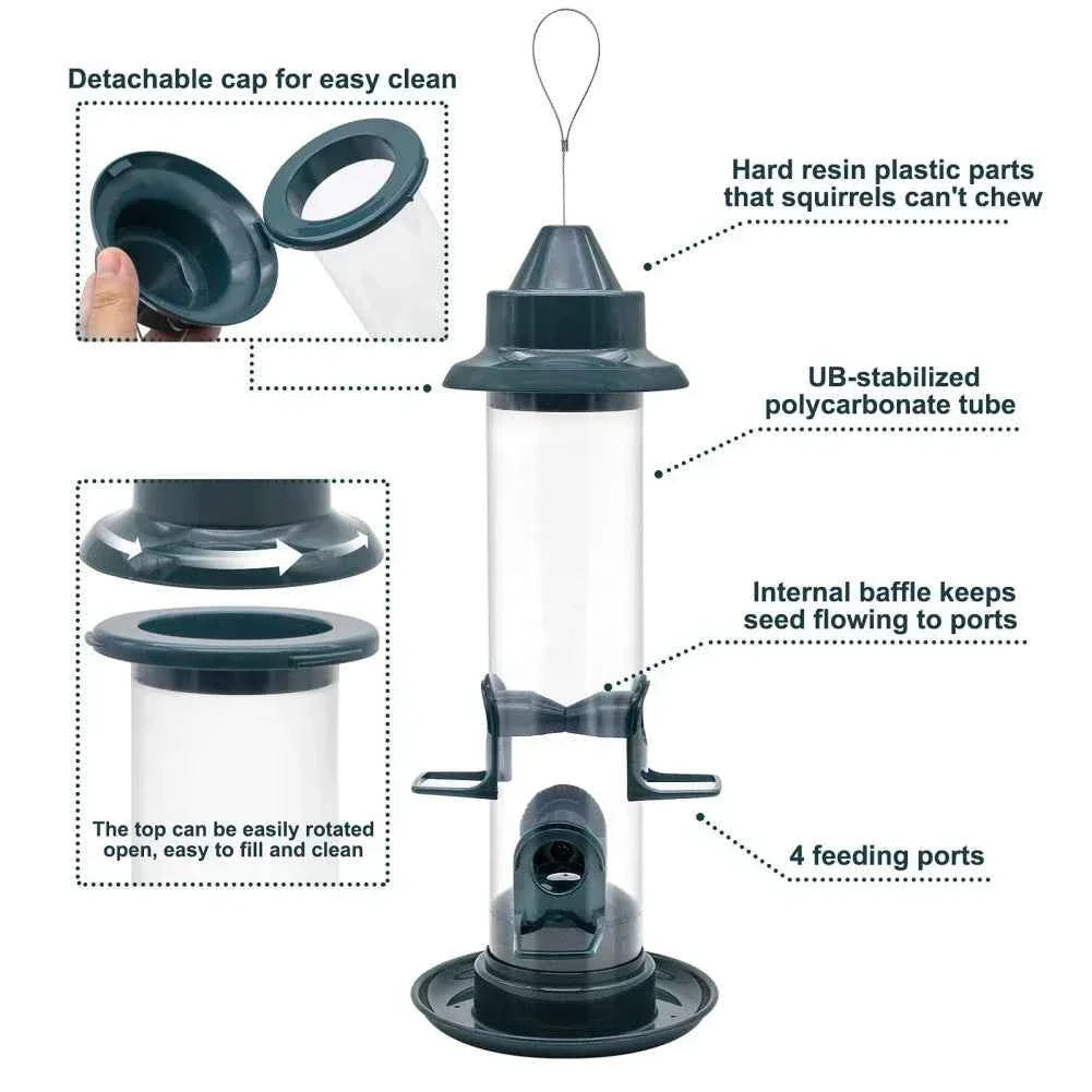 Hanging Wild Bird Feeder Outdoor Pet Food Dispenser Multiple Holes Bird Feeder Automatic Foot Feeding Tool for Flying Animals