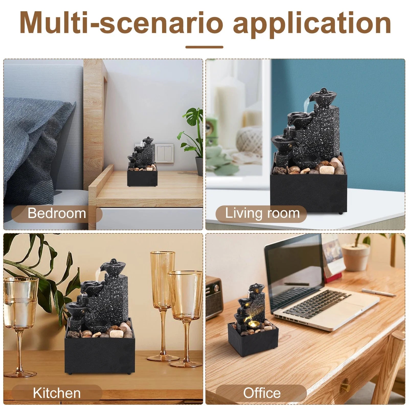 New Desktop Waterfall Decoration Creative Flowing Water Ornaments Small Living Room Office Ornaments Tabletop Fountain Ornaments