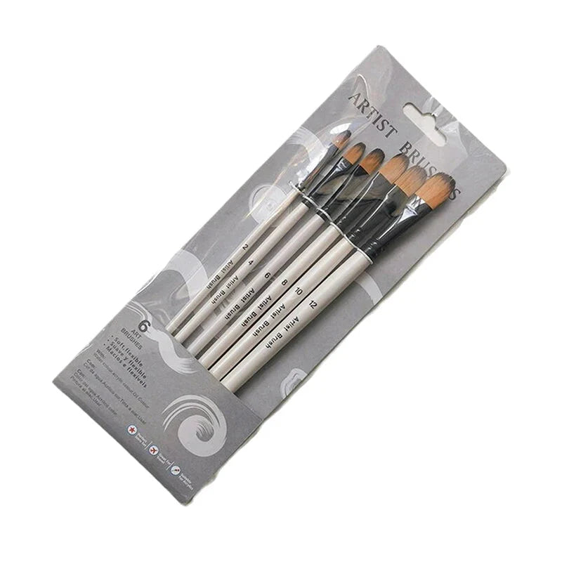 ♥24 Pcs Pearl White Art Paintbrush Set – Nylon Brushes for Oil, Acrylic & Watercolor Painting