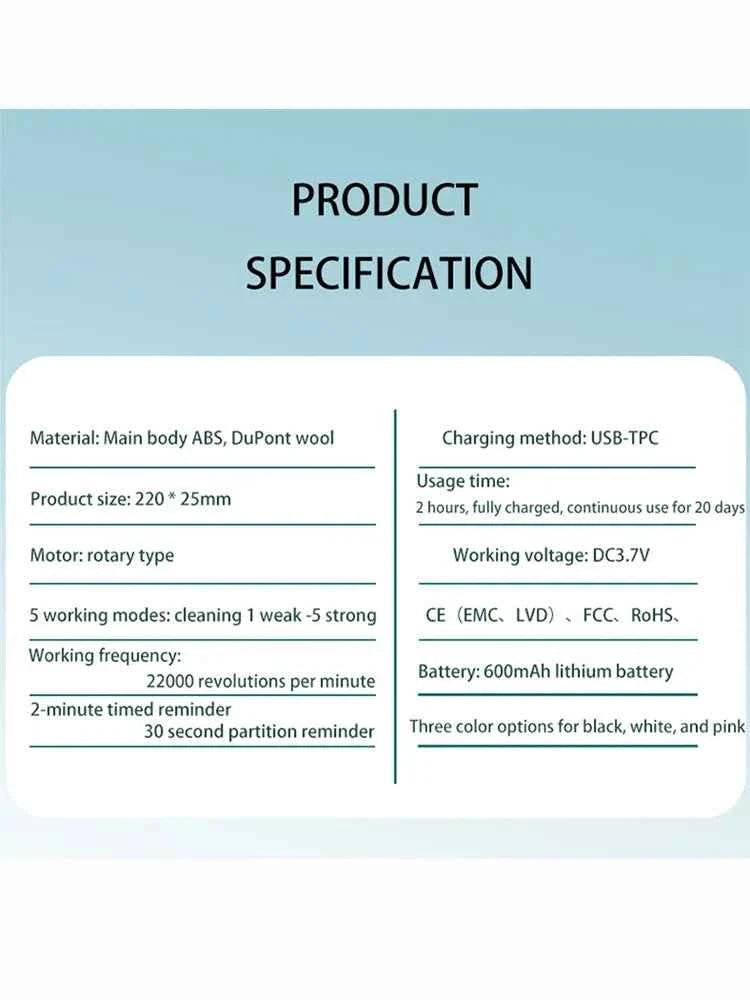 Morning Renewal -360 ° Rotating Electric Toothbrush, Adult Timer 5-mode Rechargeable Toothbrush, 4 replaceable brush heads elect