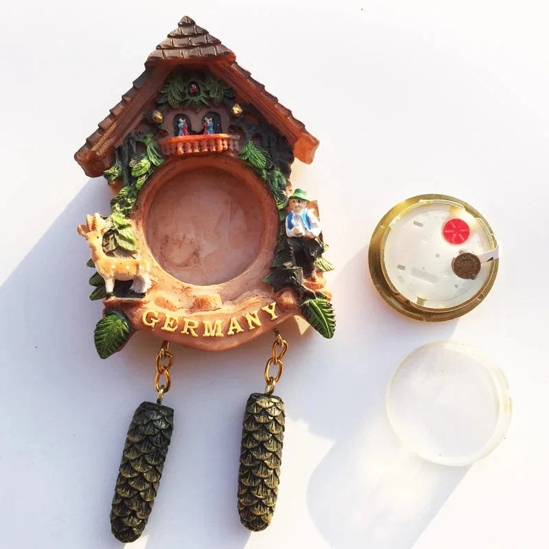‌German 3D Cuckoo Clock Wooden House Pine Cone Fridge Magnet, Travel Souvenir, Home Decor, Creative Gift, Strong Magnetic
