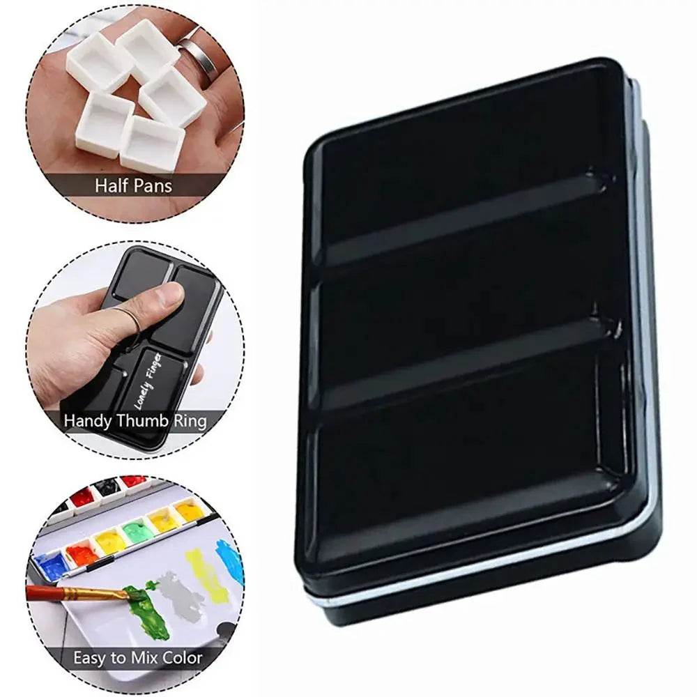 Art Supplies Creative Empty Paint Palette Watercolor Storage Case Pigment Box Grids Slots Painting Tools Drawing Supplies