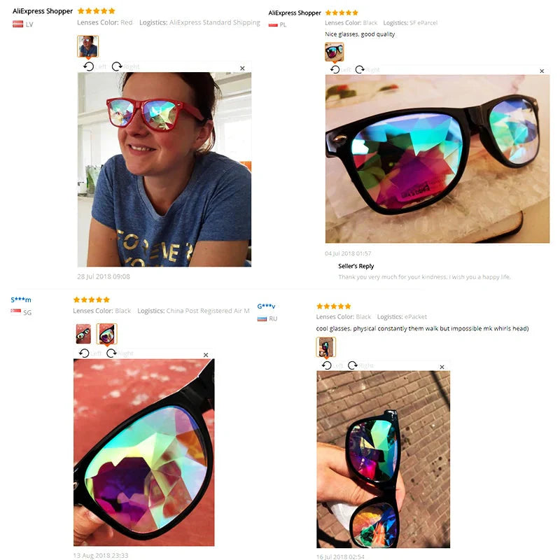 Classic Square Party Sunglasses Women Men Fashion EDM Light Diffraction Futuristic Rave Festival Sun Glasses Psychedelic Prism