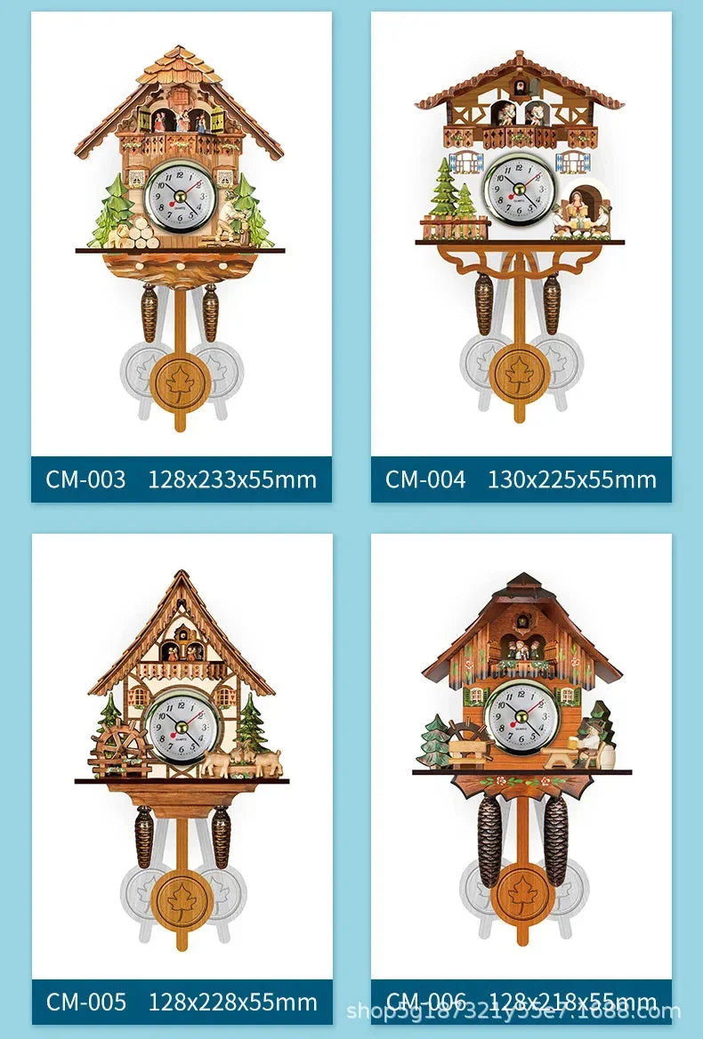 Wooden Hanging Wall Clock Bird Alarm Clock Cuckoo Clocks For Home Decoration Quartz Watch Decorative Home Decor