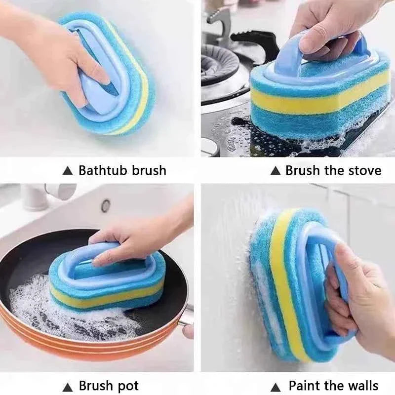 Cleaning Brush With Handle Sponge Wiping Kitchen Cleaning Pot Washing Dishwashing Sponge Cleaning And Brush Tool Toilet Ceramic