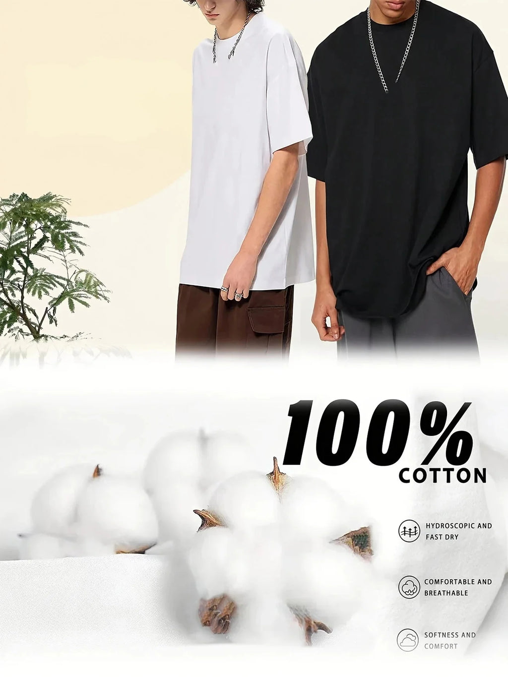 2025 High Quality Mens T Shirts 100 Percent Cotton Round Neck Short Sleeve Tees Summer Spring Casual Fashion Daily Wear