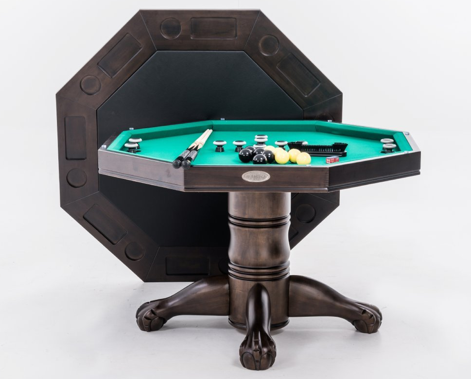 "The Boca" 3-in-1 Slate Bumper Pool Table w/ Card and Dining Top + 4 Chairs by Berner Billiards