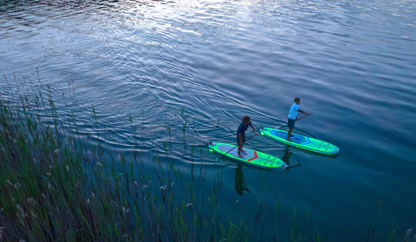 Aqua Marina Ray Glowing Paddle Board with 7 Color Options - Includes Paddle
