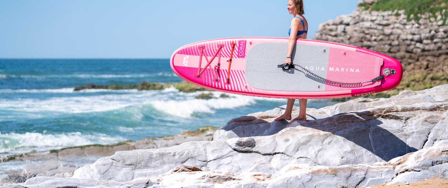 Aqua Marina Coral Stand Up Paddle Board with Carbon/Fiberglass Hybrid Paddle