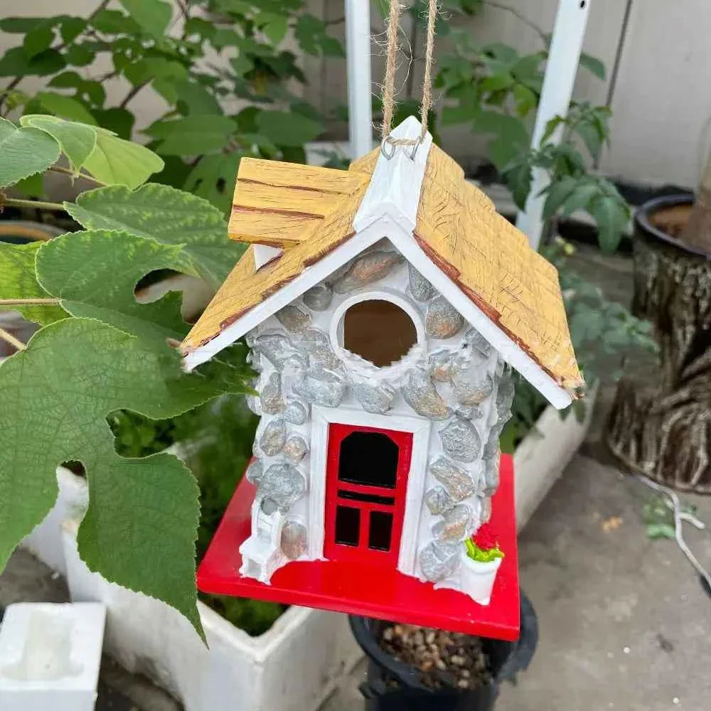 Crafts Resin Bird House Durable Hanging Bird Feeder Exquisite Garden Bird Villas Courtyard