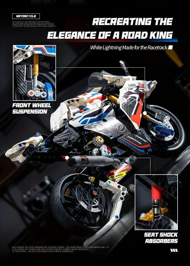 1:8 Motorcycle Building Blocks Set Super Motorbike Model Kit Technical Racing Kids Assembled Toys Gifts For Boys And Girls