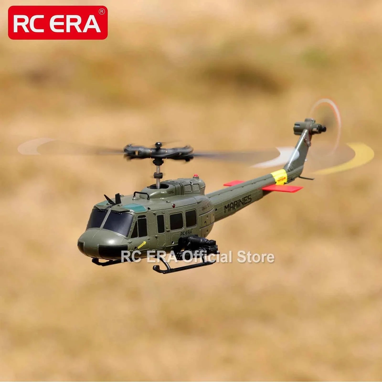 RC ERA Weathered Marine C032 UH1Huey One Click Inverted Flight TOF Optical Flow Gyro Stabilized RC Helicopter for Adults