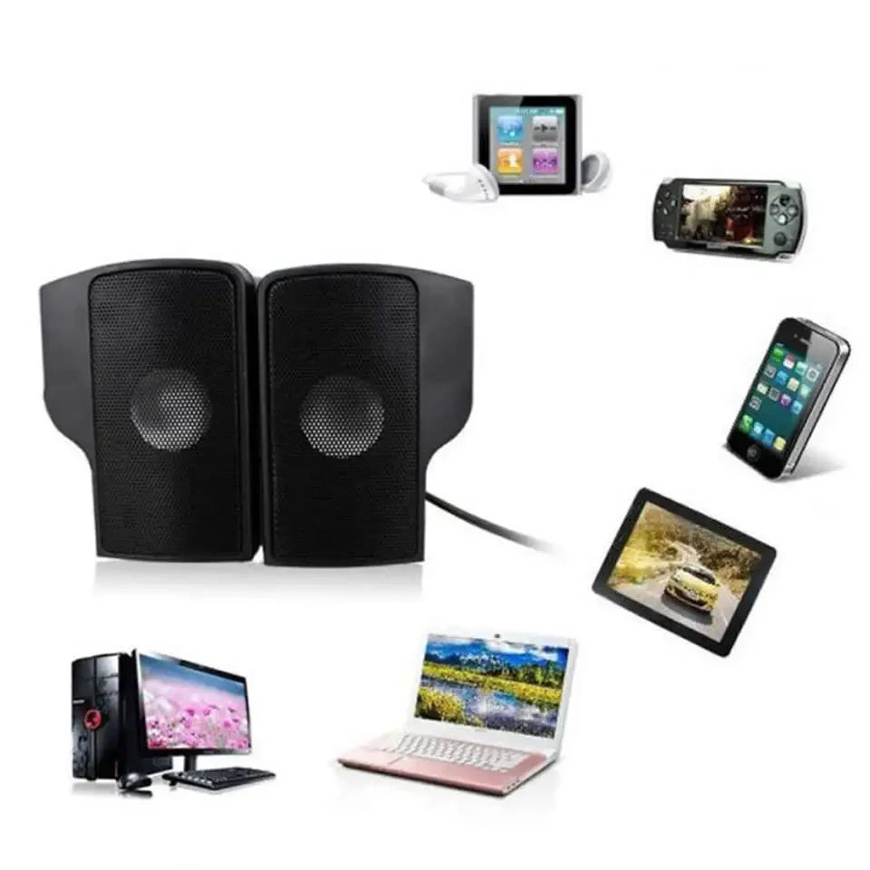 OUTMIX 1 Pair Mini Portable Clipon USB Stereo Speakers line Controller Soundbar for Laptop Mp3 Phone Music Player PC with Clip