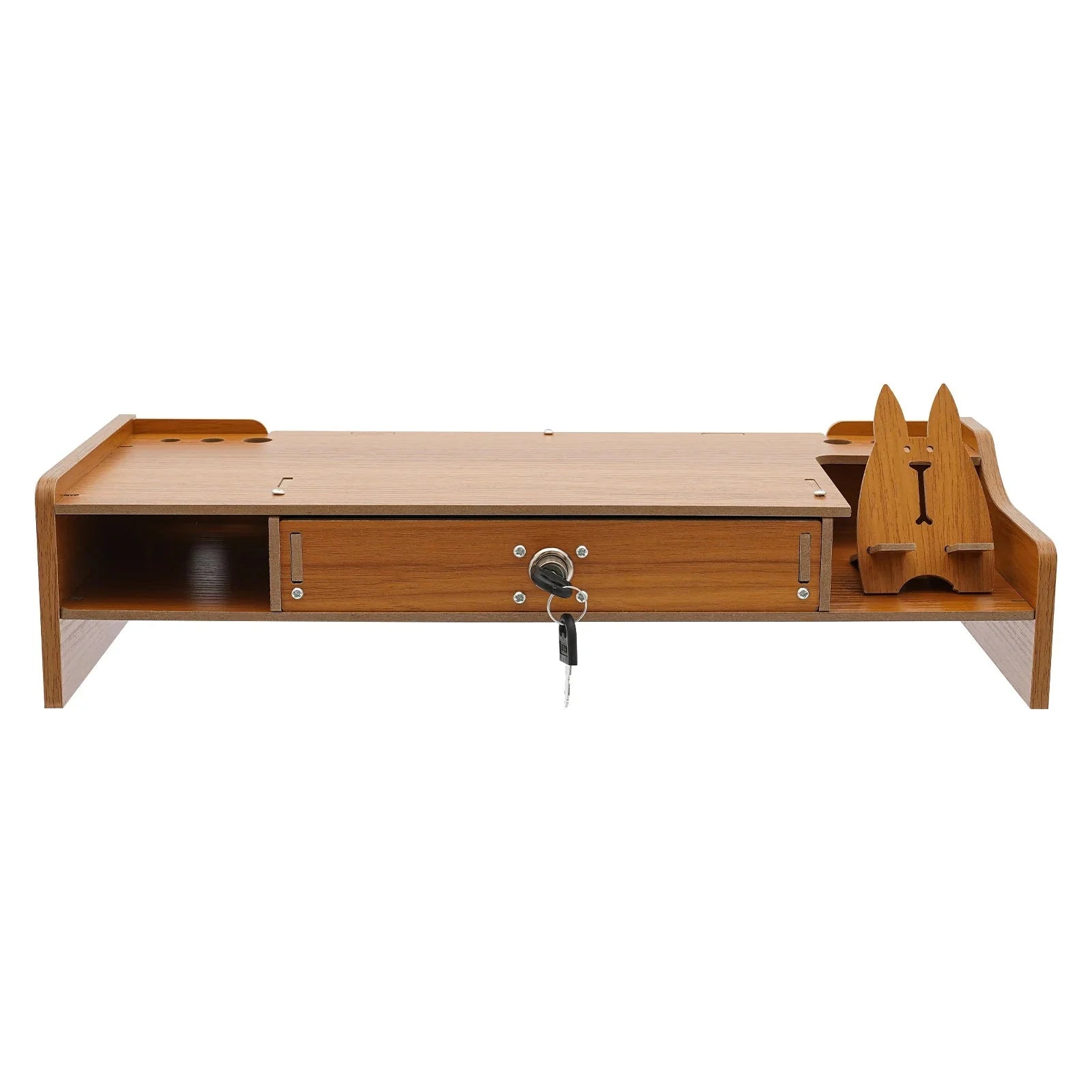 Home Computer Monitor Lift Stand with Drawers and Phone Holder, Desktop Organizer, Desktop Drawer Storage Cabinet