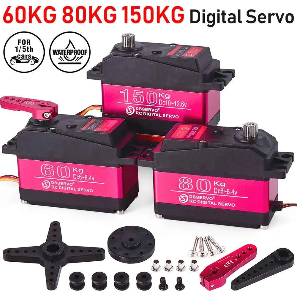 RC Steering Servo High Torque Servo Waterproof 60Kg 80Kg 150Kg 1/5 1/6 servo HV Metal Digital for  HPI Baja 5B SS RC Car