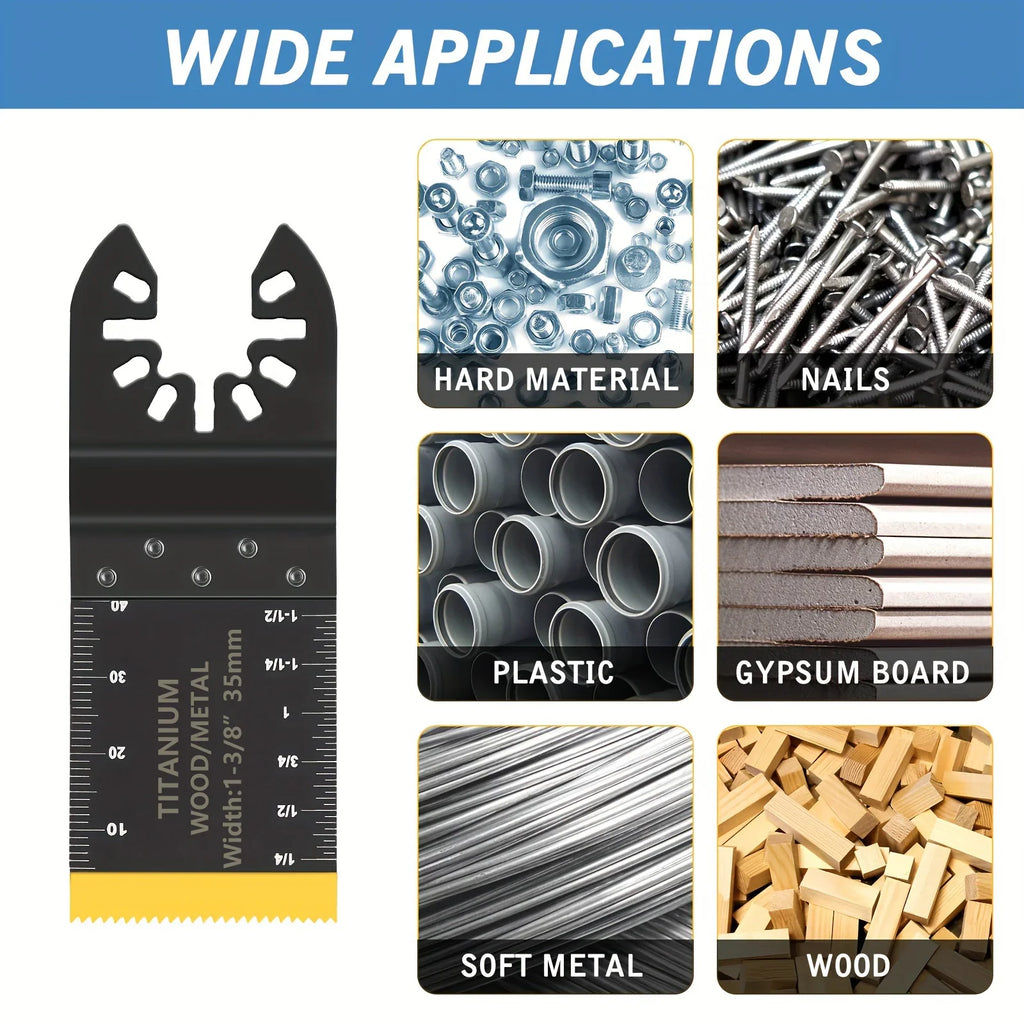 Titanium Oscillating Blades Kit: Cuts Metal/Wood/Plastic/Hard Material/Nails. Fits Dewalt, Rockwell, Milwaukee, Makita, Bo