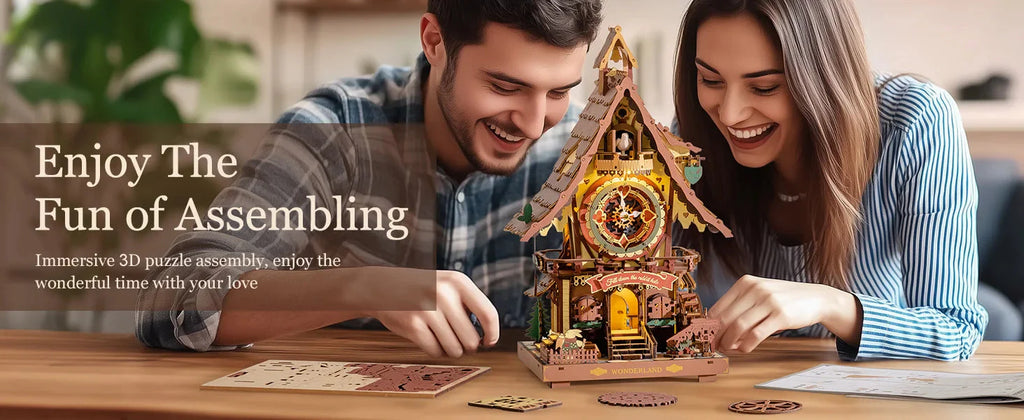 Robotime ROKR Cuckoo Clock Mechanical 3D Wooden Puzzle Christmas Cuckoo Clock Building Kit Holiday DIY Project for Teens Adults