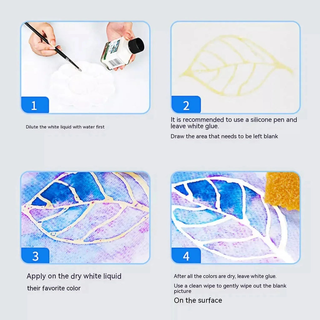 Art Masking Fluid White Latex Pigment Covering Liquid Painting Beginner Watercolor Paint Quickly for Ink Gouache Crafts Supplies