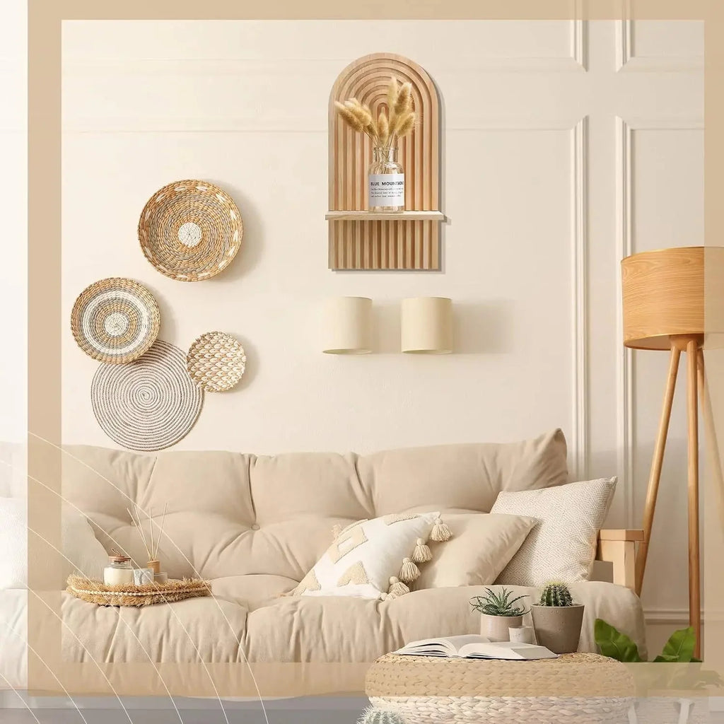 Boho Wooden Shelves for Wall Decorative Book Floating Wall Shelf for Living Room Bathroom Bedroom Classroom Office Nursery Home