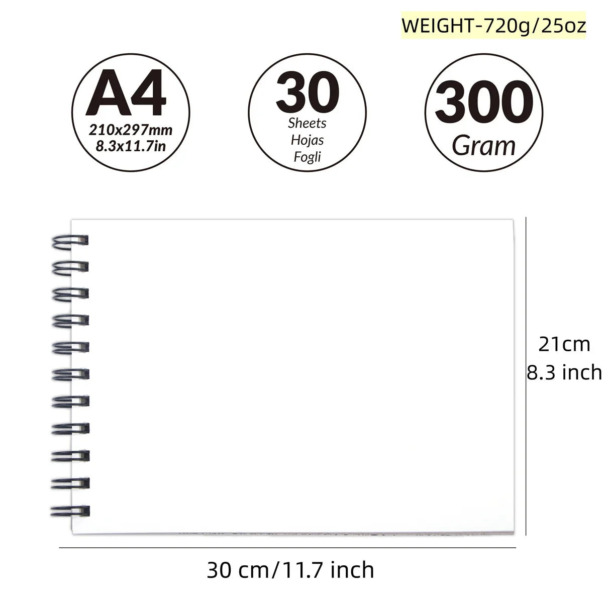 A4 30 Pages Paper Watercolor Book Hand-painted painting Book Fine Lines Water-Solube Color Art Supplies