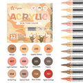 Skin Tones Art Markers,Soft Brush Tip Acrylic Paint Pens,Quick-Drying Waterproof for Sketching,Wood,Glass,Fabric,Rocks Painting