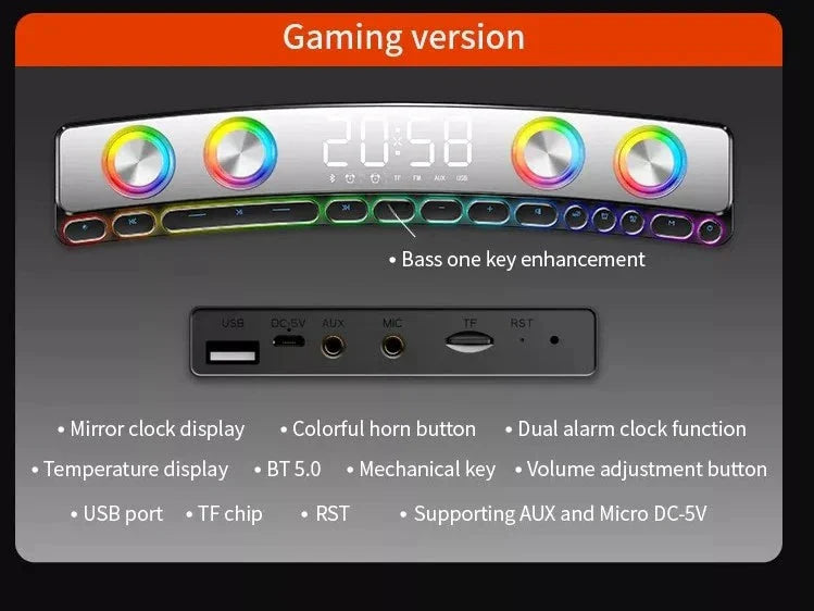 High Quality Bluetooth Speakers Sound Bar RGB 3D Stereo Surround Subwoofer AUX FM Radio Home Clock Computer Music Center Hot New