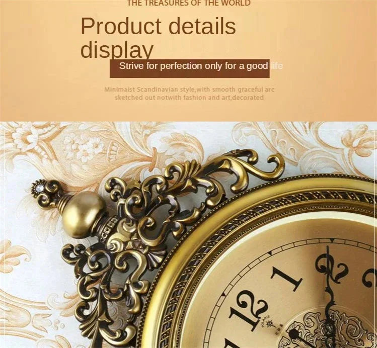 Large Luxury Gold Wall Clock Living Room Silent Creative Swing Wall watches Bedroom Quartz Clocks Wall Home Decor