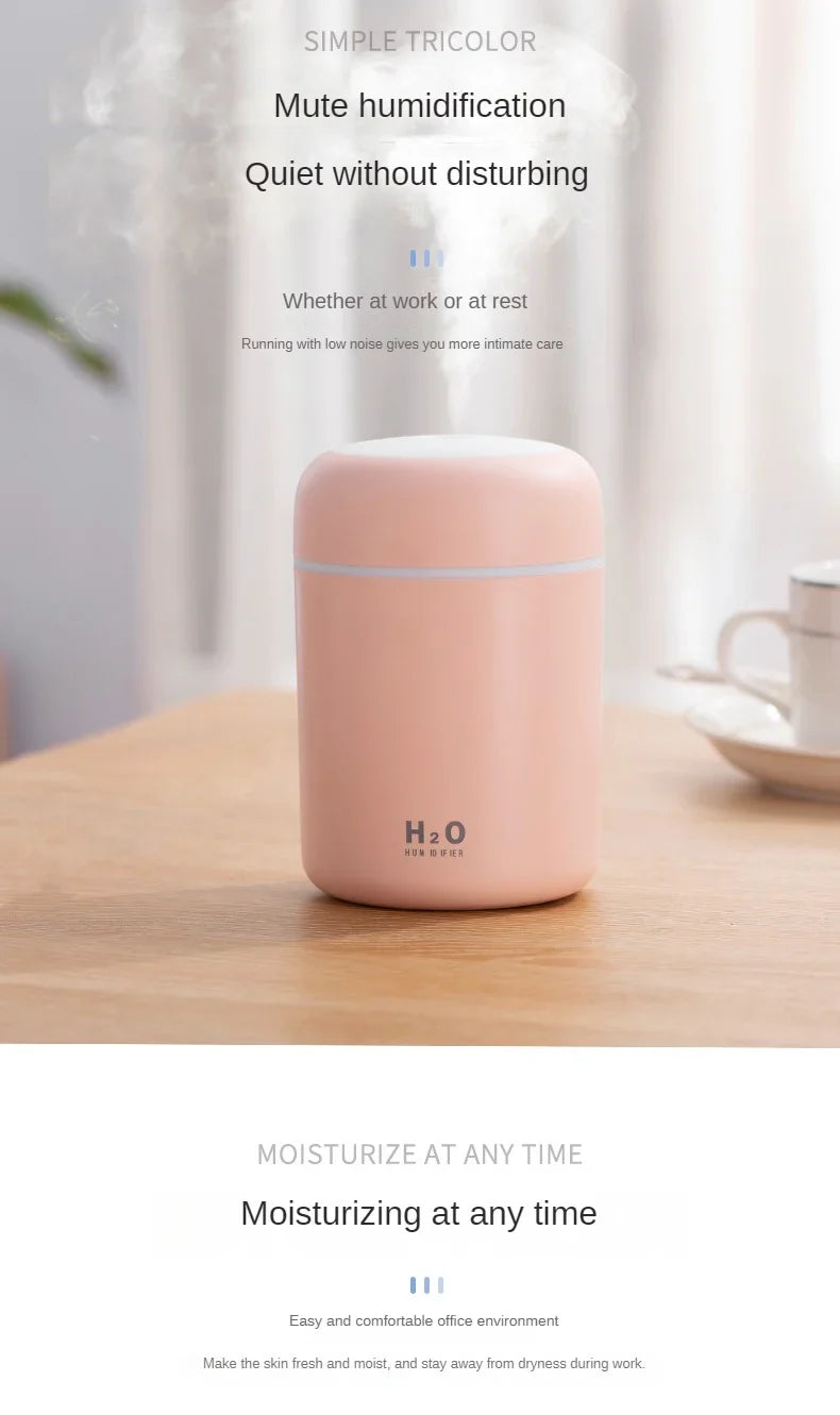 Portable Mini Air Humidifier For Bedroom,Personal Desktop,Car With Colorful Mood Lighting 2 Mist Modes And Auto Shut-Off