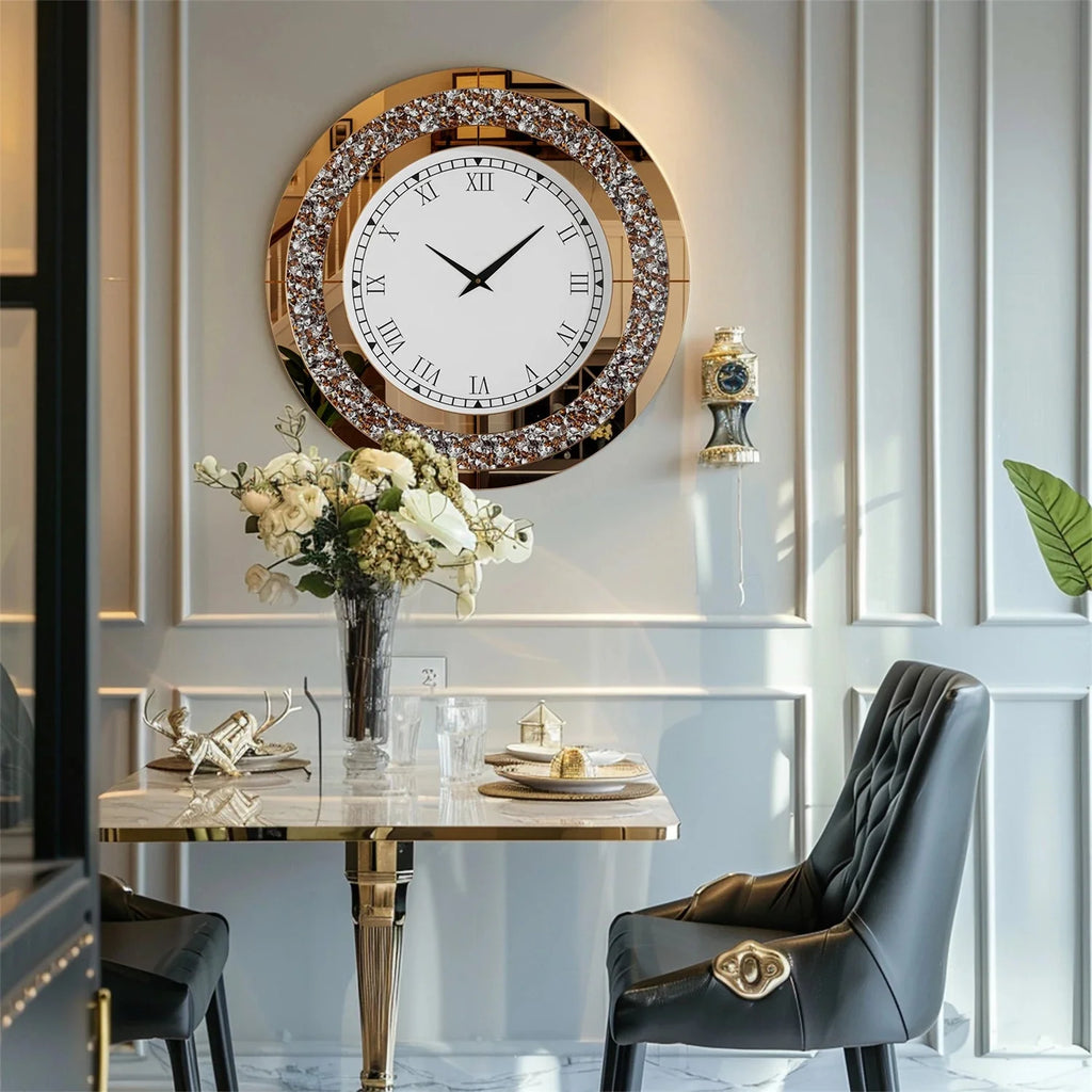 Sparkle & Twinkle Shining Mirrored Luxurious Home Modern Wall Clock 23" or 31"