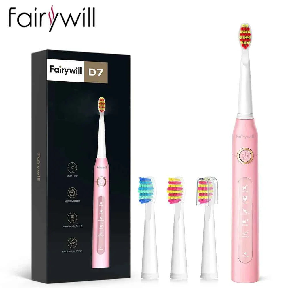 Fairywill FW-507 Electric Sonic Toothbrush - Rechargeable Adult Waterproof Toothbrush with 5 Modes