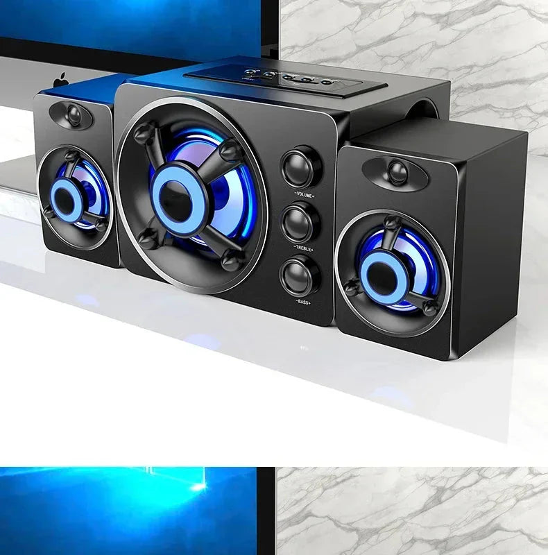 HIFI 3D Stereo Speakers Upgrade With LED Light AUX USB Wired Wireless Bluetooeh 5.0 Audio Home Theater Surround Sound Bar TV