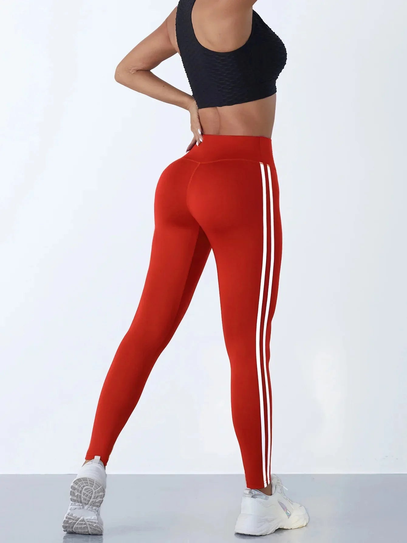 MODX High-Waist Striped Seamless Yoga Leggings - Sculpting & Tummy Control Gym Tights