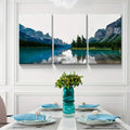 3 canvas wall art prints - landscape of turquoise lake and mountain on canvas, upholstery,1.5 inch thick wood frame