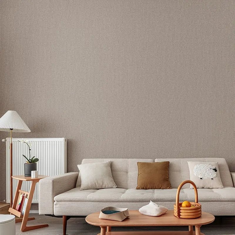 Modern Nordic Linen Textured Wallpaper – Eco-Friendly Non-Woven Solid Color Wall Covering