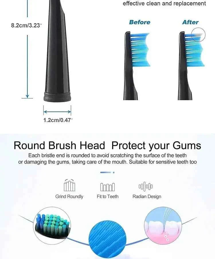 Premium Replacement Brush Heads - Compatible with Fairywill/Seago FW-507/508/515/551/917/959 - Dupont Bristles 5-10Pcs