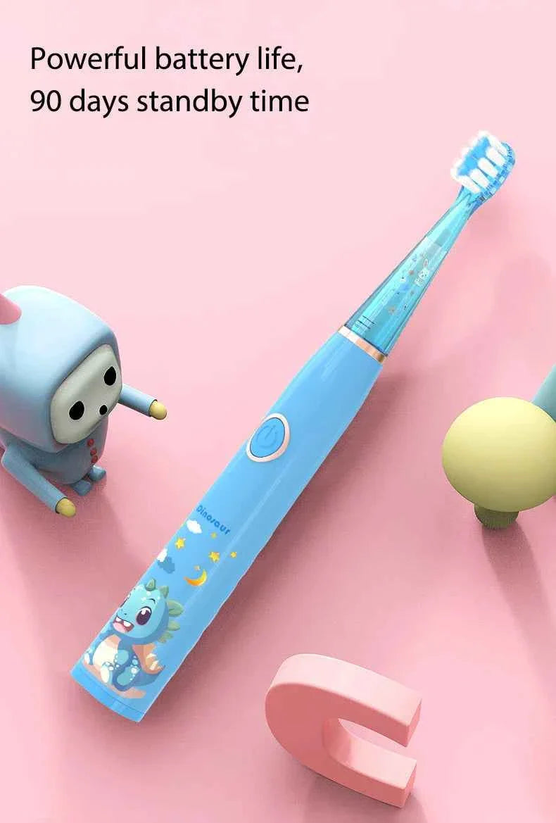 Kids Sonic Electric Toothbrush Child Cartoon with Colorful LED Light IPX7 Waterproof 2 mins Smart Timer Rechargeable Toothbrush