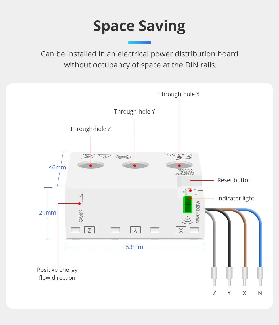 Smart 3-Phase 4-Wire WiFi Power Monitor 63A - Bidirectional Solar Energy Meter with Tuya App Control & Real-Time Analytics