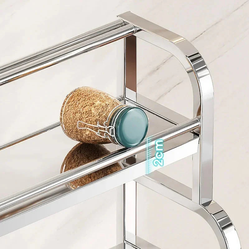 Stainless Steel Kitchen Storage Shelf Seasoning Jar Spice Storage Rack Chopsticks Knife Shelf Bar Organizer Kitchen Supplies