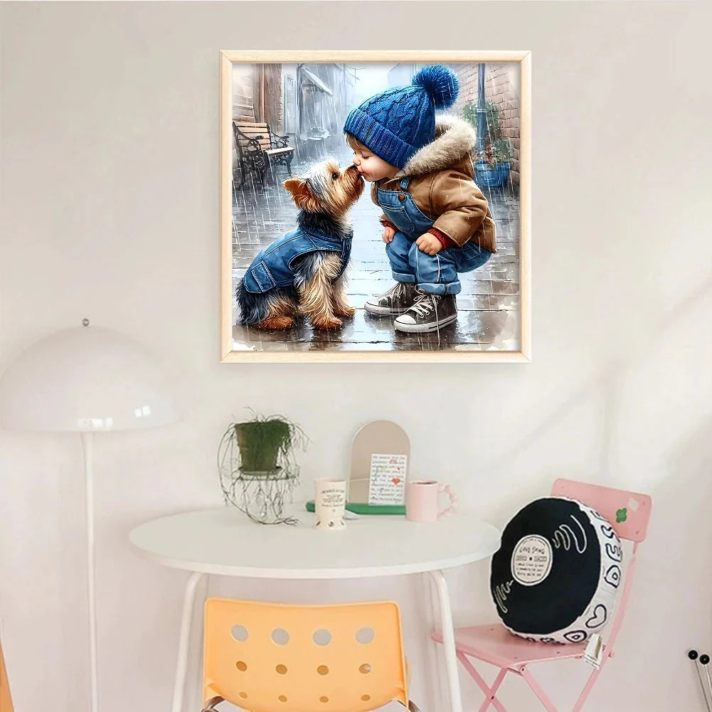 Full Embroidery Eco-cotton Thread 11CT Printed Boy Cross Stitch Kit Art 40x40cm