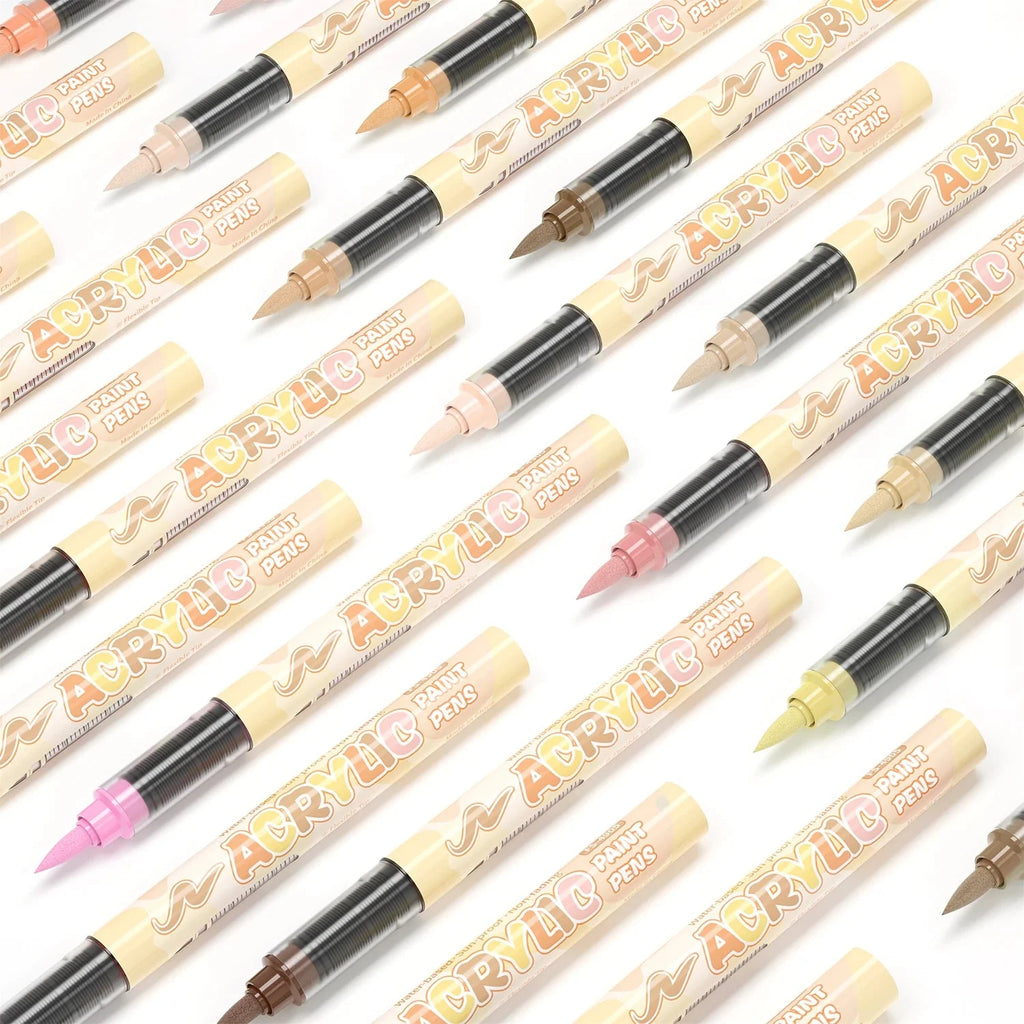 Skin Tones Art Markers,Soft Brush Tip Acrylic Paint Pens,Quick-Drying Waterproof for Sketching,Wood,Glass,Fabric,Rocks Painting