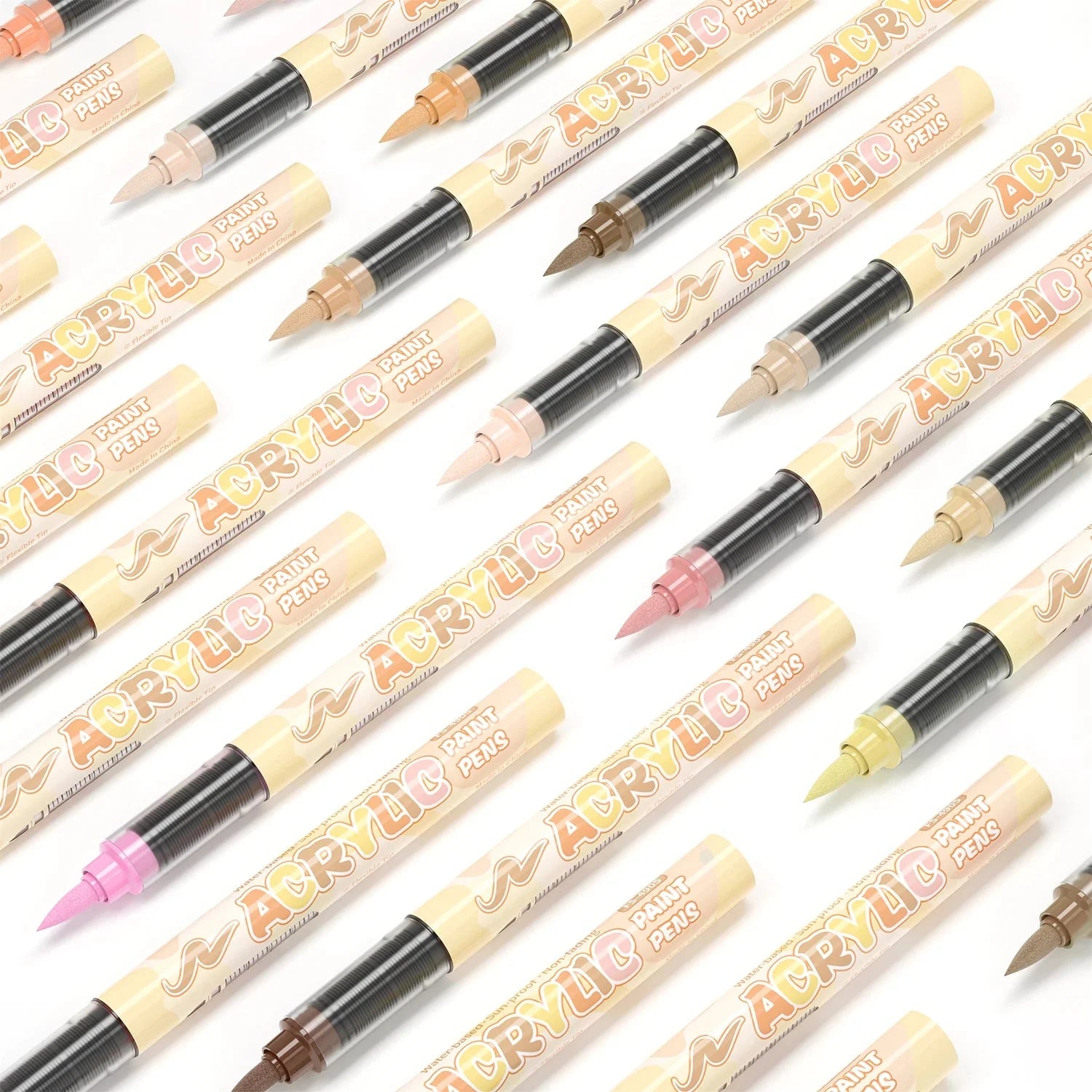 Skin Tones Art Markers,Soft Brush Tip Acrylic Paint Pens,Quick-Drying Waterproof for Sketching,Wood,Glass,Fabric,Rocks Painting