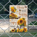 Rustic Iron Wall Sign | Vintage Sunflower & Butterfly | 'Choose to Be Happy' Motivational Quote | 8x12 Inch Metal Art