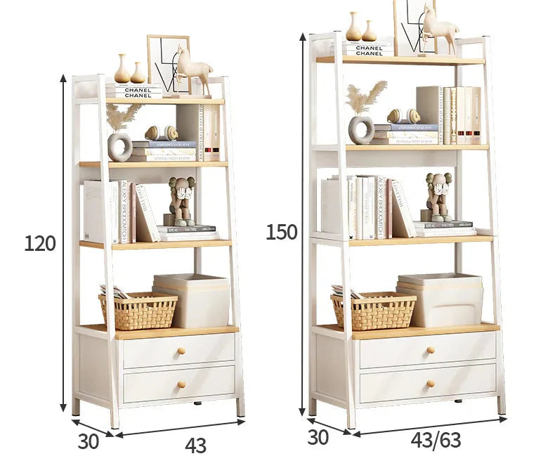 Household Multi-layer Wrought Iron Shelves Ins Wind Simple Floor Storage Display Cabinet Trapezoidal Shelf Bookshelf