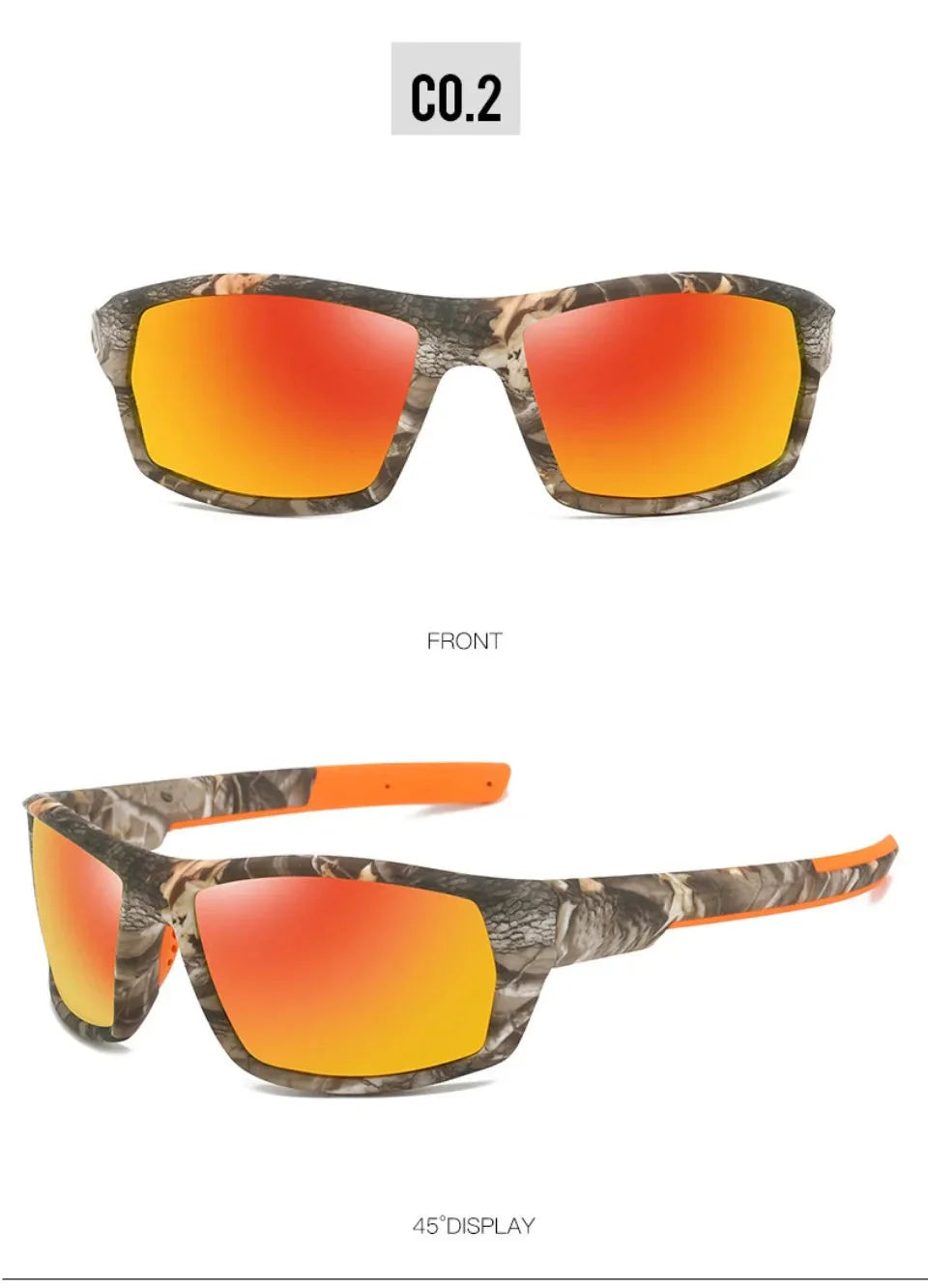 New Sunglasses for Men Sport Polarized Square Frame Camouflage Sun Glasses Driving Fishing Cycling Skiing Sun Eyewear UV400