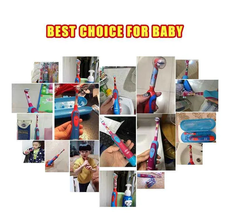 Original Oral B Electric Toothbrush Waterproof Battery Powered Tooth Brushes for Kid Adult Oral Health with Gift Head Travel Box