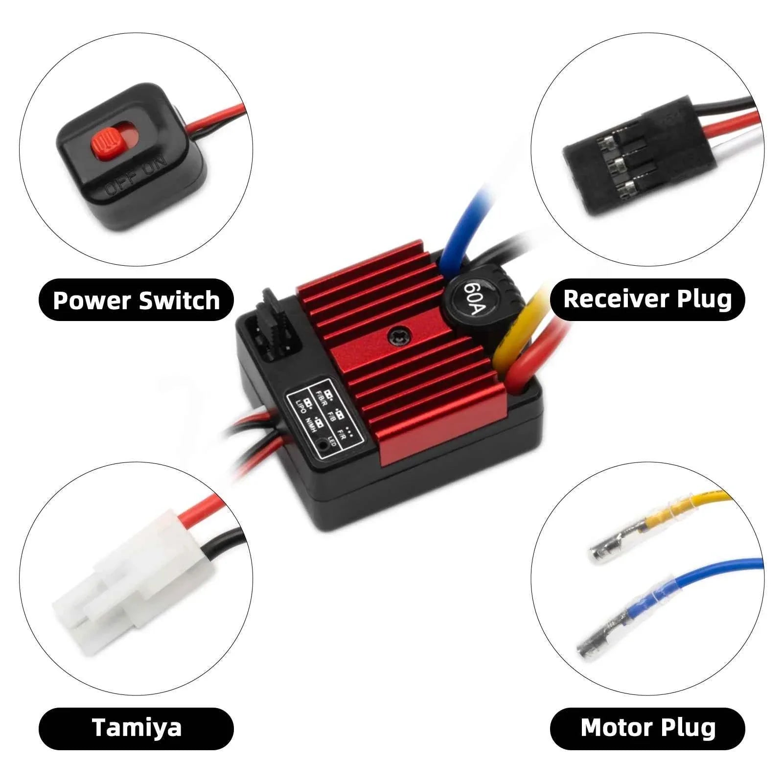 RC 540 Brushed Motor 12T-75T ESC 60A Speed Control Combination Set Climb Drift Racing Waterproof for 1/10 RC Cralwer Car/Boat