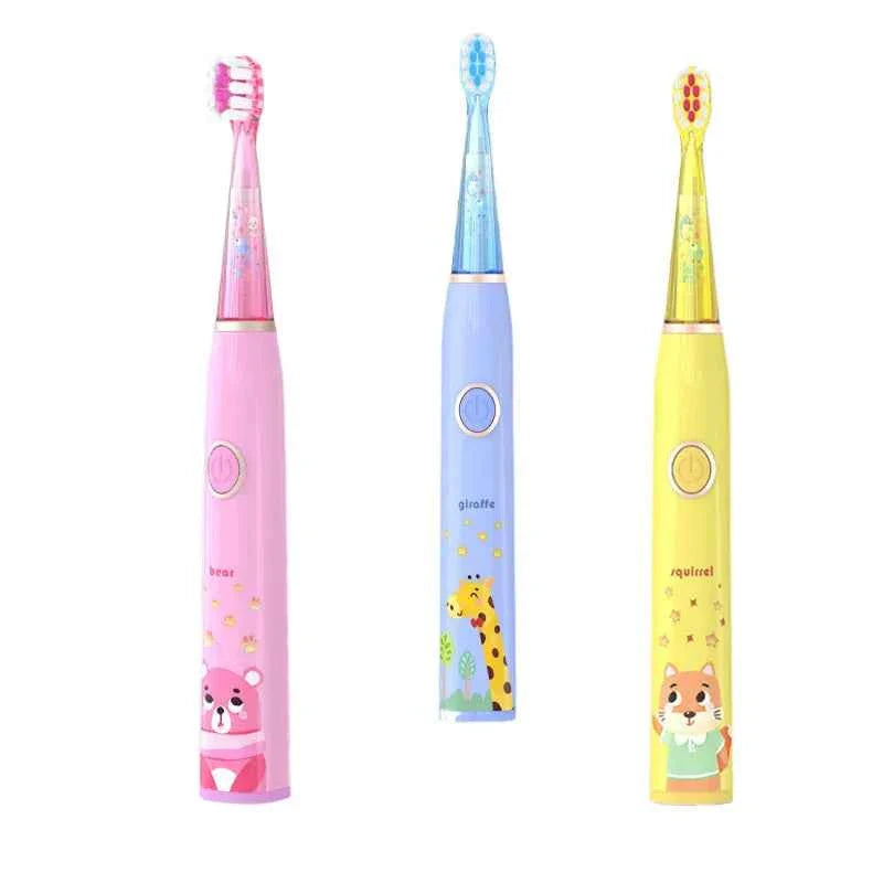 Kids Sonic Electric Toothbrush Cartoon with Colorful LED Light IPX7 Waterproof Deep Clean Teeth Care Rechargeable Toothbrush