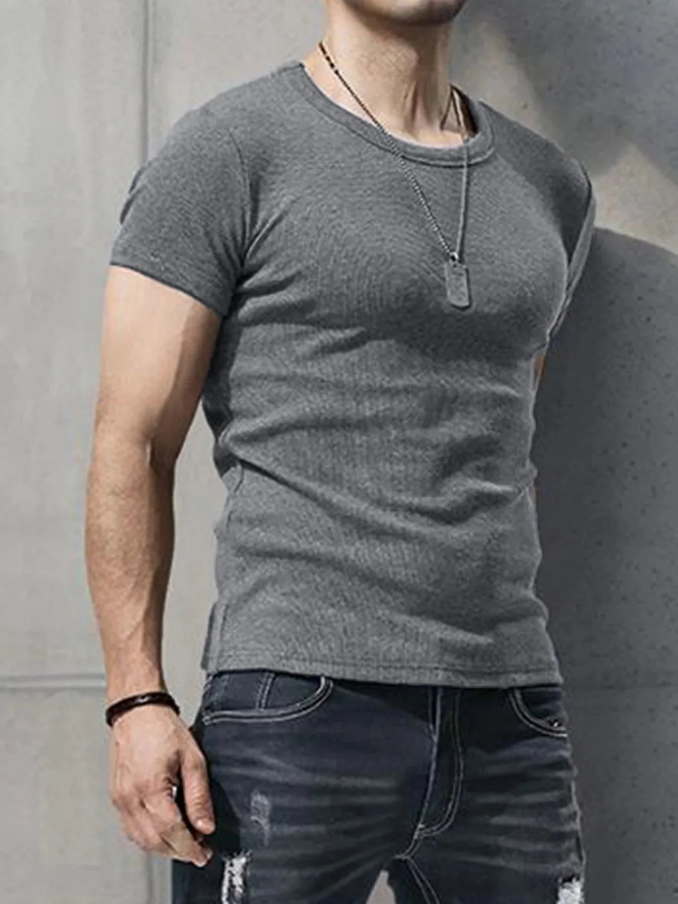 Mens Muscle Shirts Bodybuilding Slim Fit Tshirt for Men Workout Fitness Casual Shirt Quick Dry